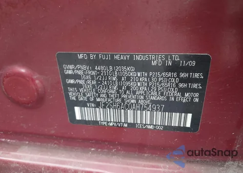 2010 Subaru Forester 2.5X from USA, damaged, VIN JF2SH6AC0AH754937